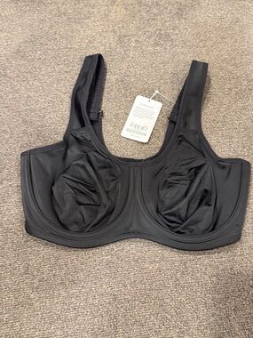 NWT * SYROKAN Women's Max Control Underwire Black non padded Bra - size 38 DD
